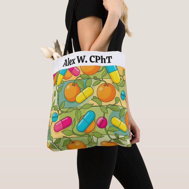 Personlig Pharmacy Tote Bag Oranges and Vines Tygkasse (Närbild)