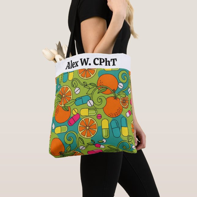 Personlig Pharmacy Tote Bag Retro-Orangar Tygkasse (Närbild)