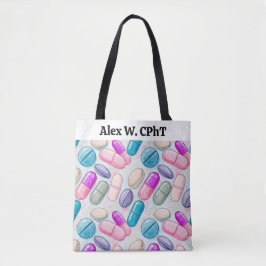 Personlig Pharmacy Tote Bag Rosa Grått Pills Tygkasse