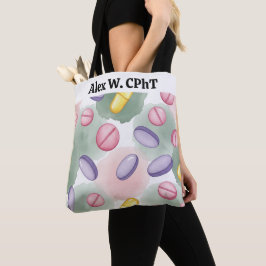 Personlig Pharmacy Tote Bag Rosa Lila Grått Tygkasse