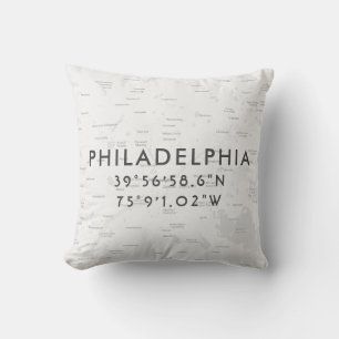 Personlig Philadelphia Karta Light Grått Kudde