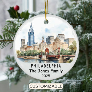 Personlig Philadelphia Ornament, Pennsylvania Julgransprydnad Keramik