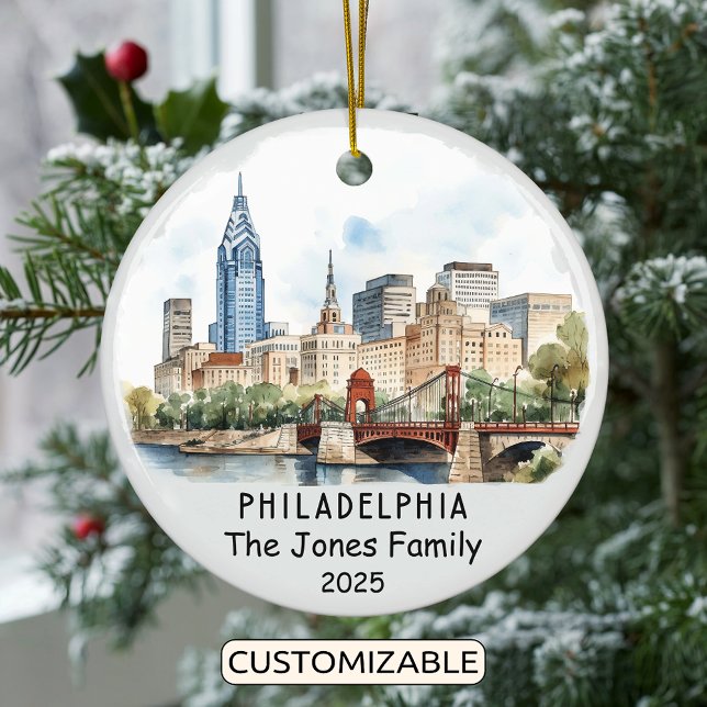Personlig Philadelphia Ornament, Pennsylvania Julgransprydnad Keramik (Skapare uppladdad)