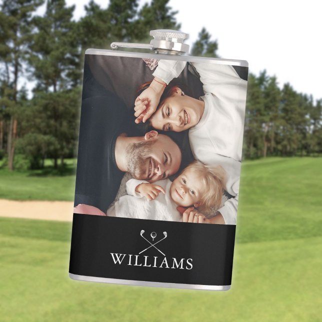 Personlig Photo and Namn Golf Klubbs Fickplunta (Personalized Photo And Name Golf Clubs Flask)