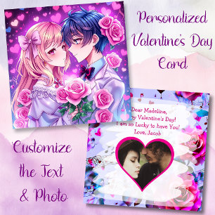 Personlig Photo and Text Anime Valentine Day Kort