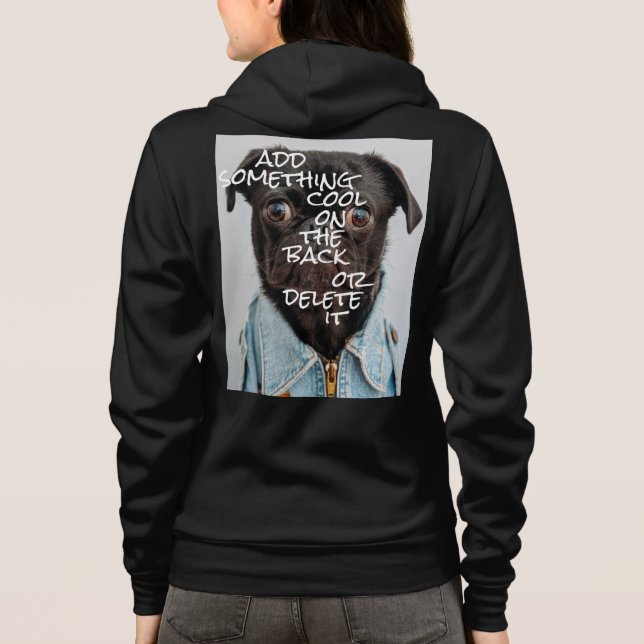 Personlig Photo and Text Black Zip T Shirt (Baksida)