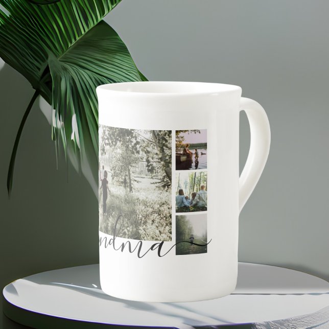 Personlig Photo and Text Photo Collage Family Benporslin Mugg (Skapare uppladdad)