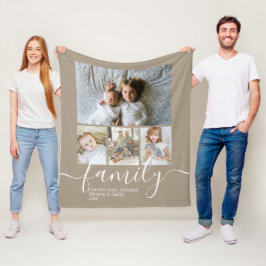 Personlig Photo and Text Photo Collage Family Fleecefilt