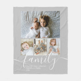 Personlig Photo and Text Photo Collage Family Fleecefilt