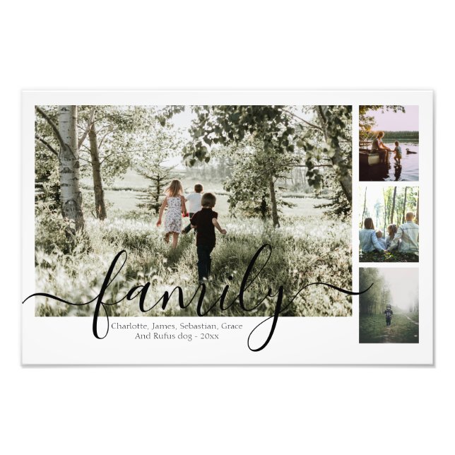 Personlig Photo and Text Photo Collage Family Fototryck (Framsidan)