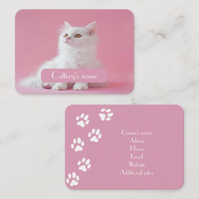 Personlig Photo and Text Rosa Cattery (Fram/baksida)