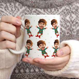 Personlig Photo Ansikte Funny jul Elf Kid Kaffemugg