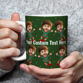 Personlig Photo Ansikte Funny jul Elf Kid Kaffemugg