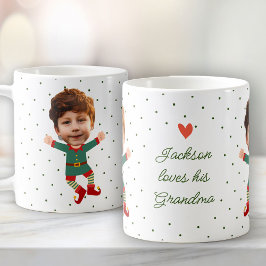 Personlig Photo Ansikte Funny jul Elf Kid Kaffemugg
