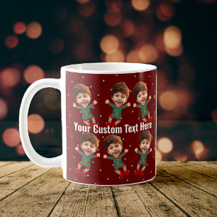 Personlig Photo Ansikte Funny jul Elf Kid Kaffemugg
