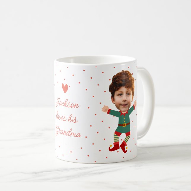 Personlig Photo Ansikte Funny jul Elf Kid Kaffemugg (Framsida höger)