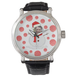 Personlig Photo ansikte snögubbe christmas Armbandsur