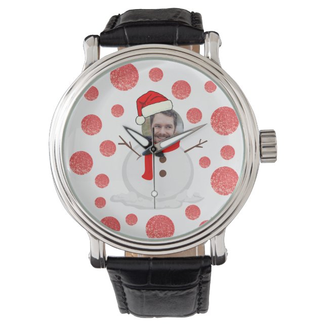 Personlig Photo ansikte snögubbe christmas Armbandsur (Framsida)