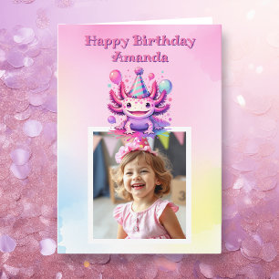 Personlig Photo Axolotl Girl's Birthday Kort