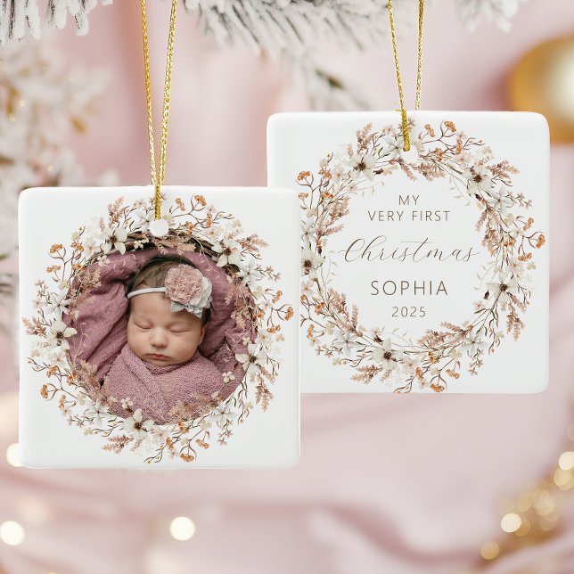 Personlig Photo Baby 1:a jultomten Julgransprydnad Keramik (Skapare uppladdad)