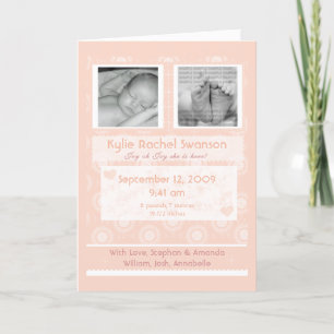 Personlig Photo Baby Birth Announcement Card Meddelande
