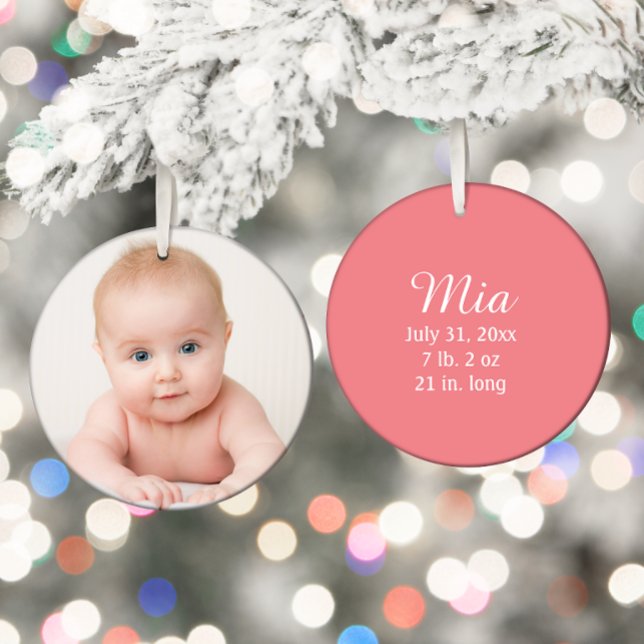 Personlig Photo Baby Birth Notification Date Julgransprydnad Keramik (Baby's 1st Christmas ornament)