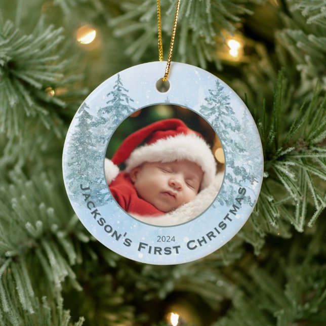 Personlig Photo Baby Första jul Julgransprydnad Keramik (Träd)