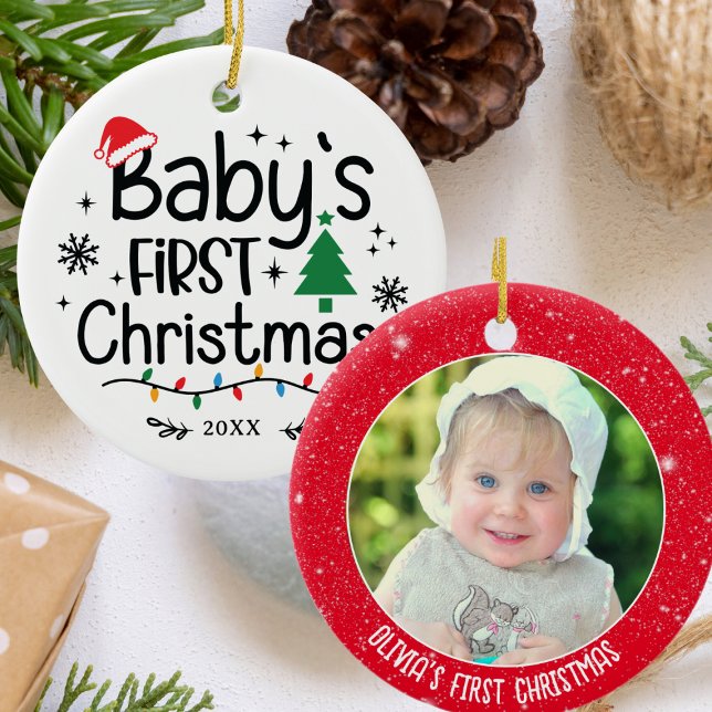 Personlig Photo Baby Första jul Julgransprydnad Keramik (Skapare uppladdad)
