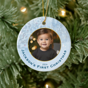 Personlig Photo Baby Första jul Julgransprydnad Keramik