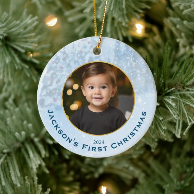 Personlig Photo Baby Första jul Julgransprydnad Keramik (Träd)