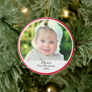 Personlig Photo Baby Första jul Julgransprydnad Keramik