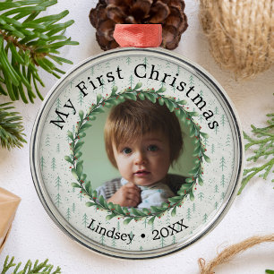Personlig Photo-Babys första jul Julgransprydnad Metall