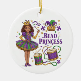 Personlig Photo Bead Princess - Mardi Gras Julgransprydnad Keramik