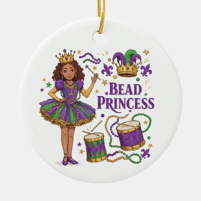 Personlig Photo Bead Princess - Mardi Gras Julgransprydnad Keramik (Framsidan)