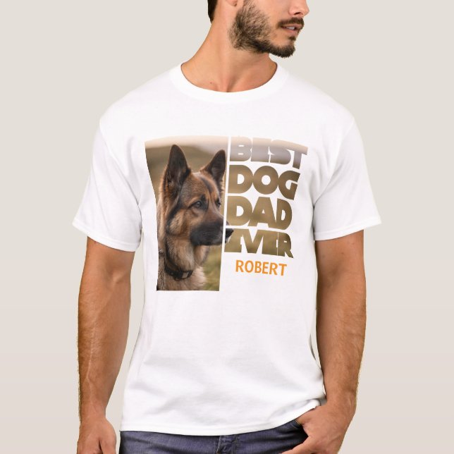 Personlig Photo Best hund pappa någonsin T Shirt (Framsida)