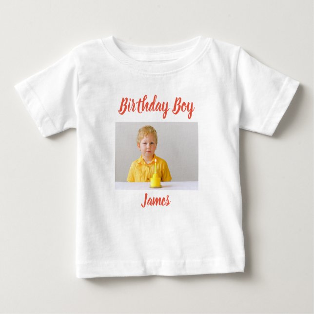 Personlig Photo Birthday Boy Baby T Shirt (Framsida)