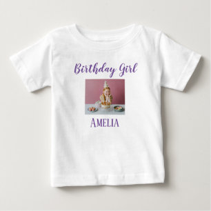 Personlig Photo Birthday Girl Baby T Shirt