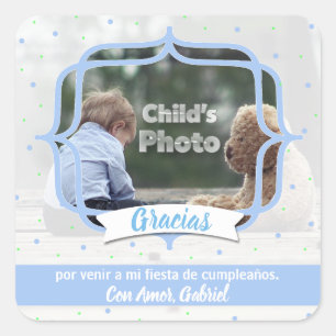 Personlig Photo Birthday Stickers Fyrkantigt Klistermärke
