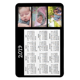 Personlig Photo Black Mini Magnet Calendar 2018