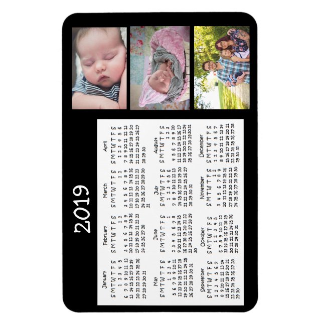 Personlig Photo Black Mini Magnet Calendar 2018 (Vertikal)
