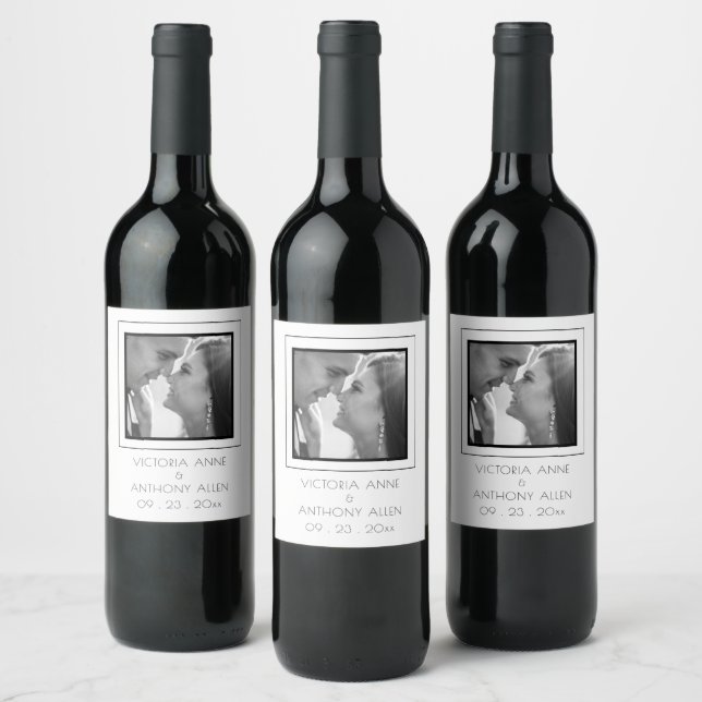 Personlig Photo Black Vin-etikett Vinflaska Etikett (Flaskor)