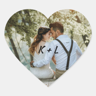 Personlig Photo Bröllop Heart-fästdon Hjärtformat Klistermärke