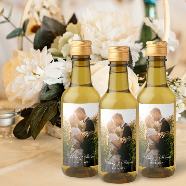 Personlig Photo Bröllop Mini Vin Flaska-etikett Vinetikett (Customize to choose your text style and size.)