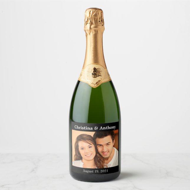 Personlig Photo Bröllop Sparkling Vin Favor La (Framsida)