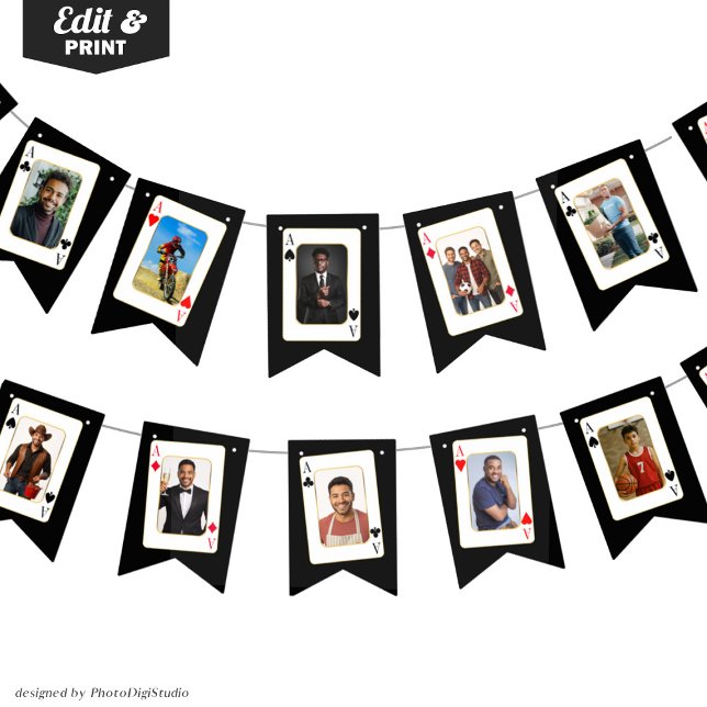 Personlig Photo Bunting, Anpassningsbar Casino Pok Vimplar (Personalized Photo Bunting, Custom Casino Poker Bunting Flags)