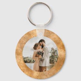 Personlig Photo Chic White Guld Bröllop Minimal Nyckelring