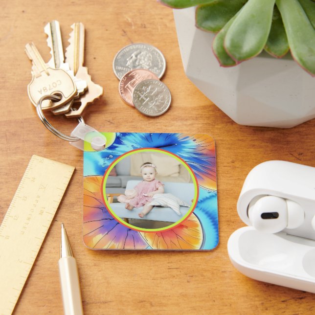 Personlig Photo Citrus Watercolor Mönster Nyckelring (Skrivbord)