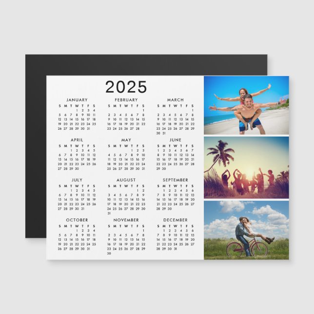 Personlig Photo Collage 2025 Calendar Magnetisk Inbjudningskort (Fram/baksida)