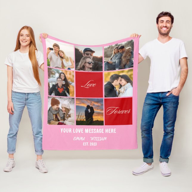 Personlig Photo Collage Blanket - Romantisk gåva Fleecefilt (På plats)