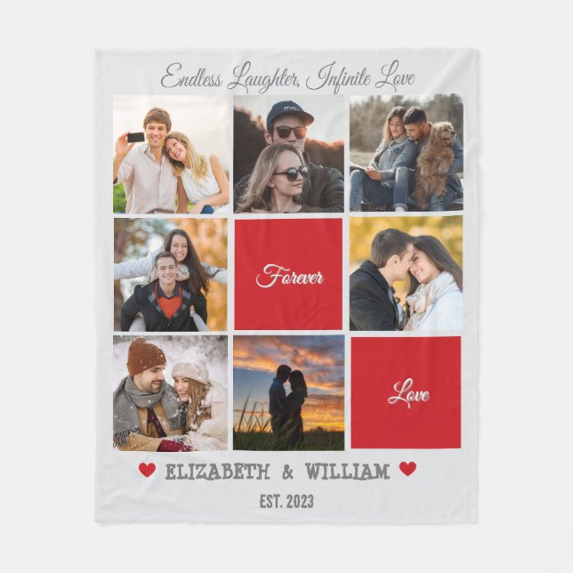 Personlig Photo Collage Blanket - Romantisk gåva Fleecefilt (Framsidan)